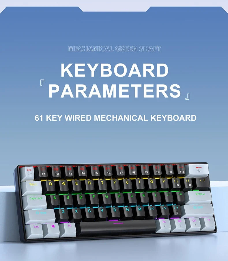 60 Percent Mechanical Mini Keyboard Wired RGB Travel-Friendly