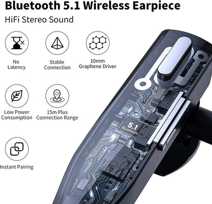 Cordless Headset Bluetooth 5.1 Noise Reduction Ear-mounted Business Headphones