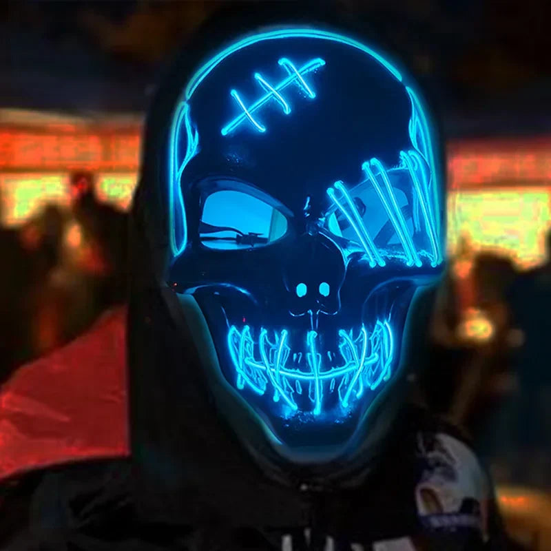 Glowing LED Skull Mask Full Face Halloween 2025 Cosplay