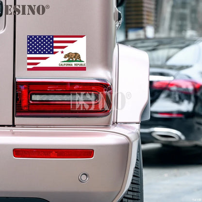 Car Decal PVC Water-Resistant USA Flag California Bear Vinyl Patriotic 4th Of July Vehicle Exterior Decor