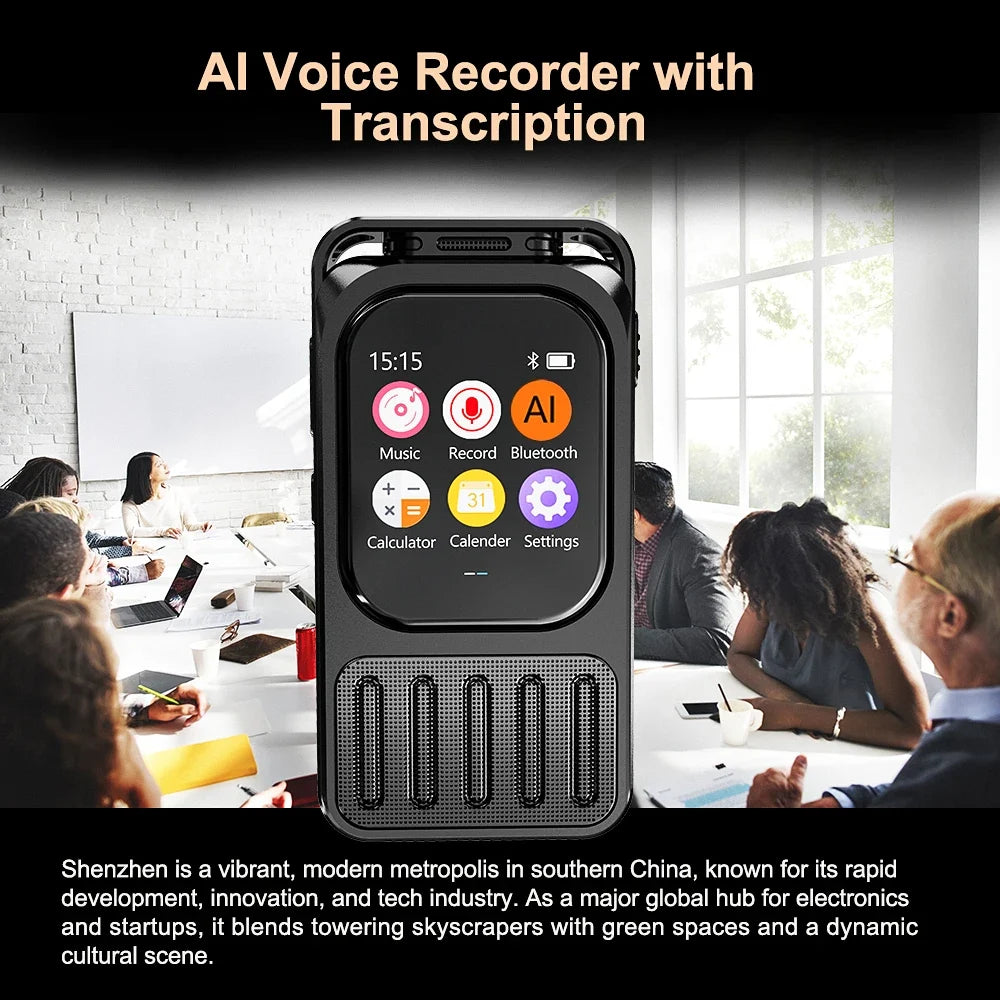 Voice AI Recorder Bluetooth Touchscreen 79H Battery 1200mAh