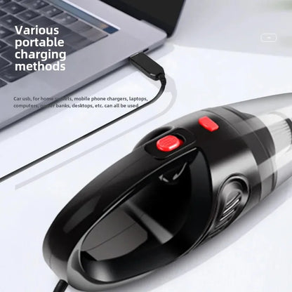 High-Power Travel-Friendly Wired Hand-Held Vacuum Cleaner - USB Charging, Two-Way Dry/Wet Use