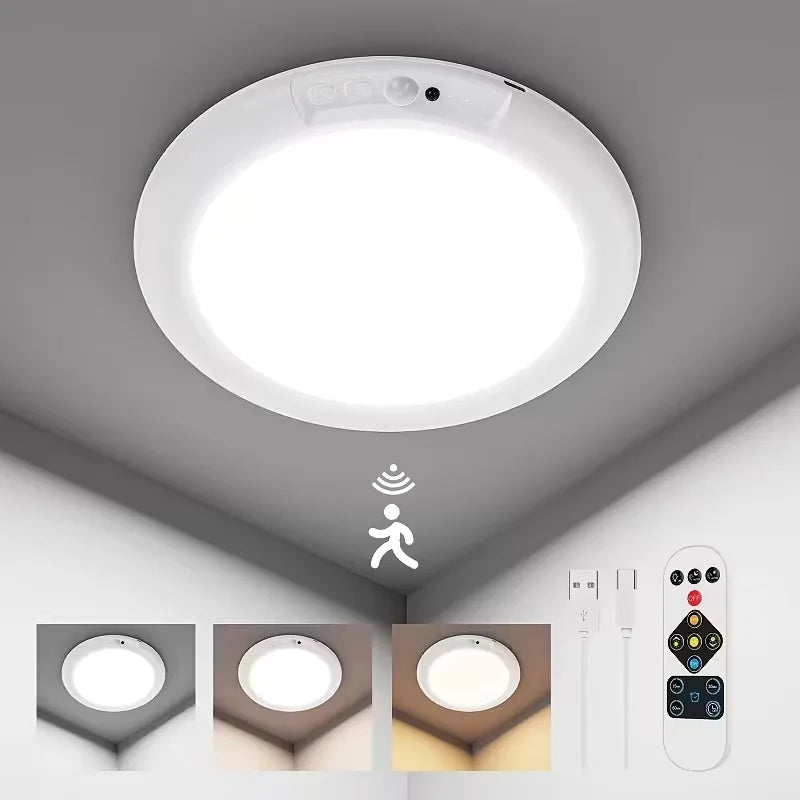 Motion2026 Edition Sensor Ceiling Light Magnetic Mount - Cordless LED With Remote USB-C Battery-Powered, White Hallway Spring