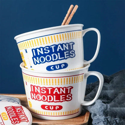 Noodle Instant Bowl Ceramic With Handle And Lid Large