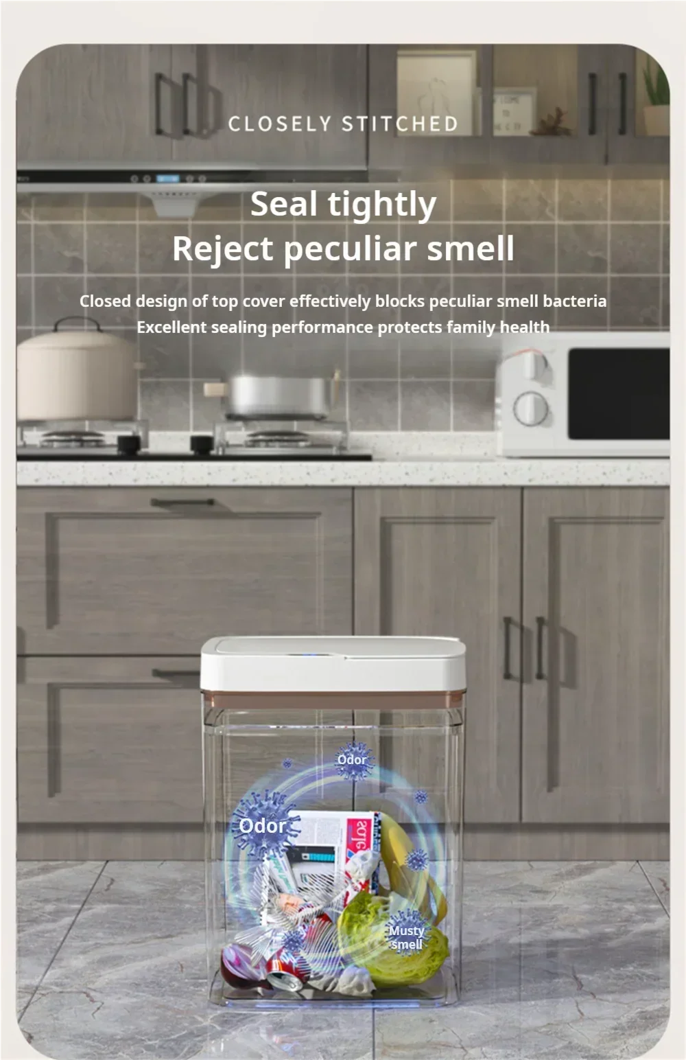 Touchless Smart Sensor Trash Can 15L Water-Resistant Automatic