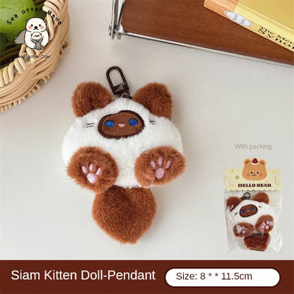 Cat Plush Keychain Cute Rabbit Fur Bag Charm Gift Decor