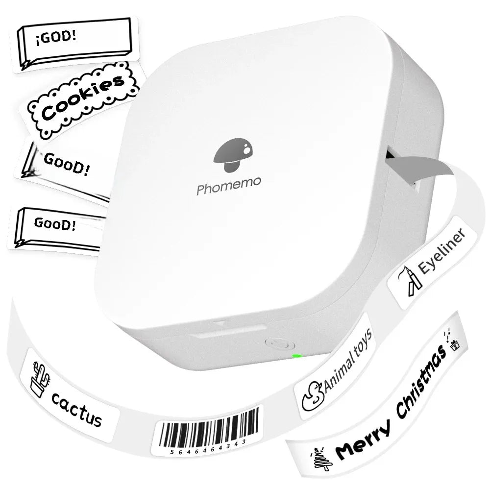 Label Printer Mini Pocket Thermal Maker - Cordless Travel-Friendly Sticker Printer for Various Label Paper