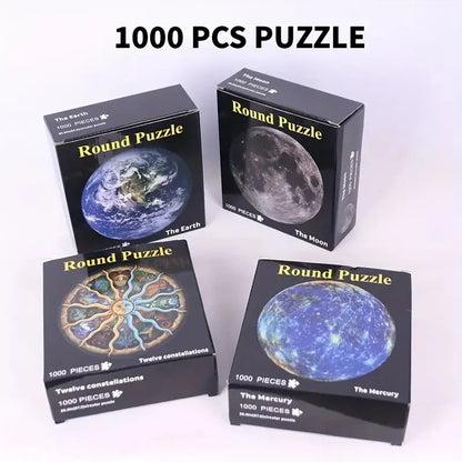 1000 Puzzle Piece Round Moon Puzzle Space Themed Challenge Educational Gift For Space Lovers Family Fun
