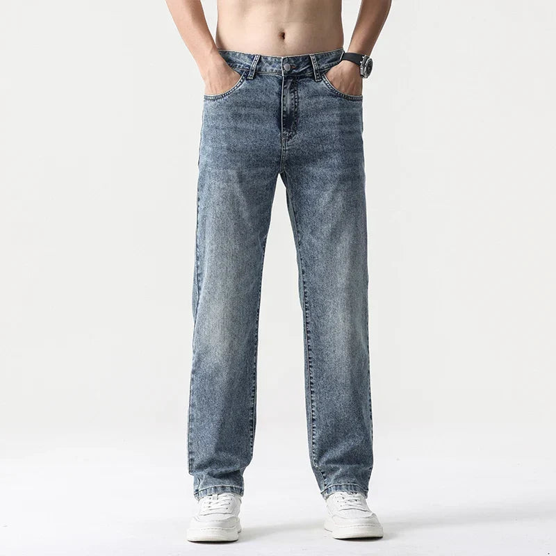 Men’s Oversized Wide Leg Jeans - Straight Lyocell, Casual