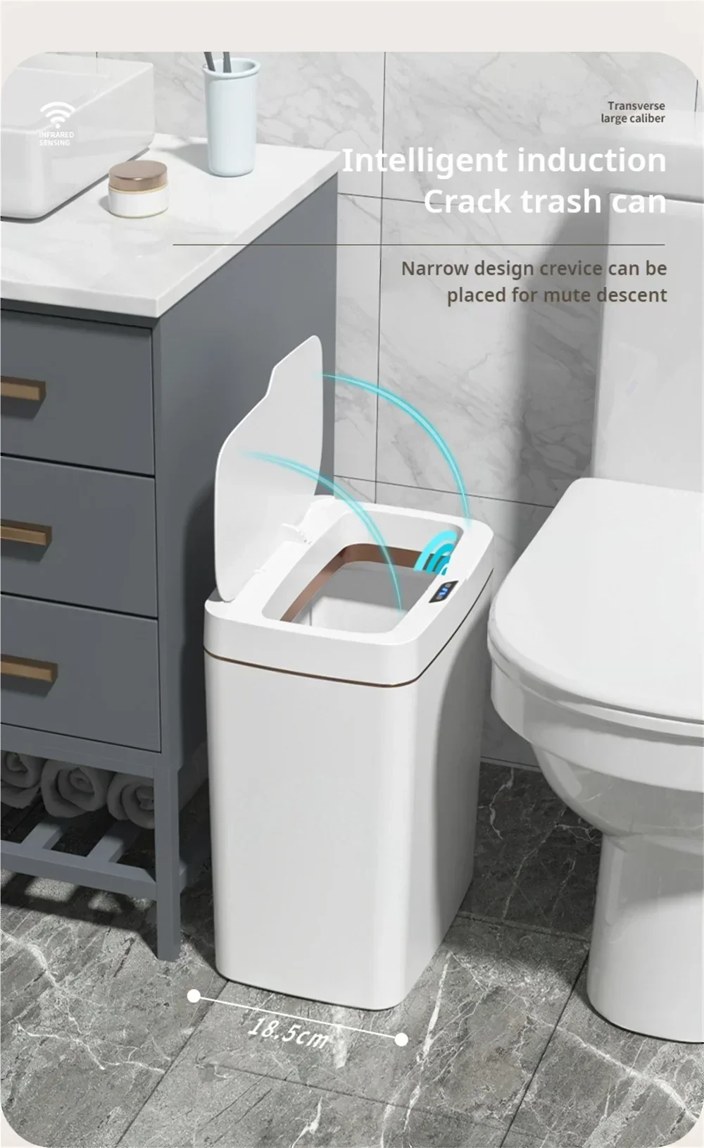 Touchless Smart Sensor Trash Can 15L Water-Resistant Automatic