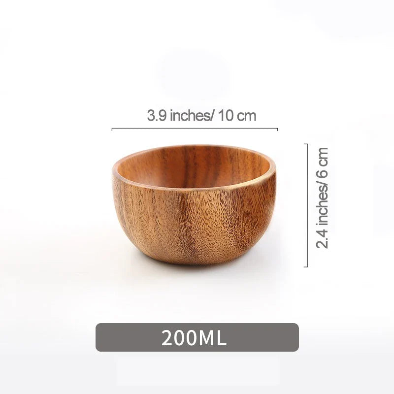 Wooden Acacia Bowl Japanese Style Salad Bowl Ramadan