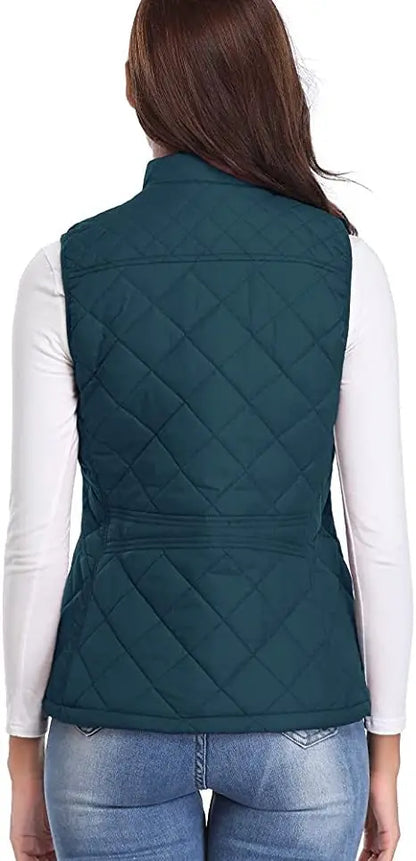 Light Women Quilted Vest - Stand Collar Cotton Winter