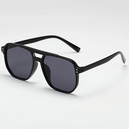 Big Vintage Square Sunglasses for Men Women - Unisex UV400 Black Lens Designer Shades