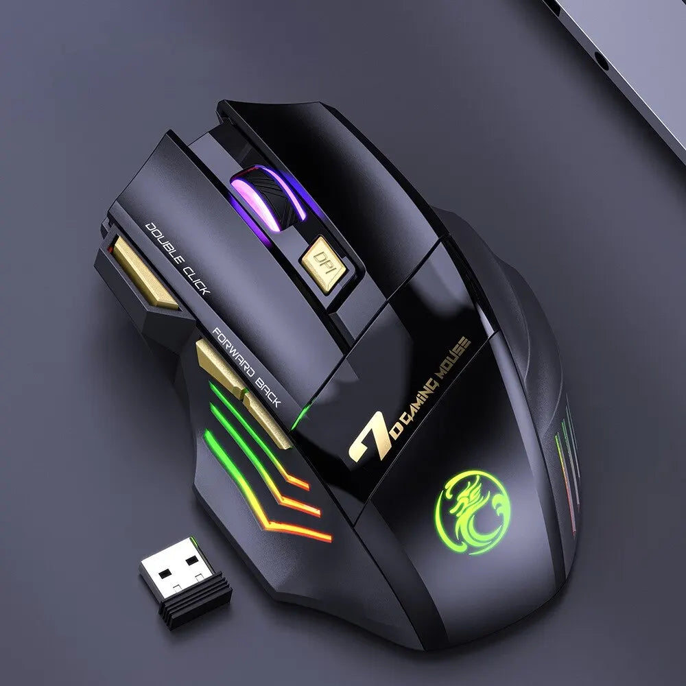 Cordless Gaming Mouse 3200DPI Dual Mode Battery-Powered