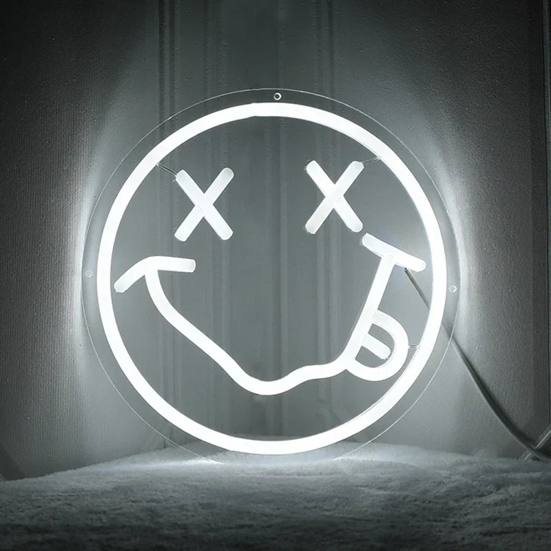 Neon LED Sign 35cm USB Powered Smile Face Wall Hanging Night Light Bedroom Decor Fall 2025 Gift