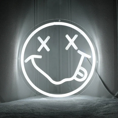 Neon LED Sign 35cm USB Powered Smile Face Wall Hanging Night Light Bedroom Decor Fall 2025 Gift