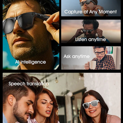 AI Smart Camera Glasses Bluetooth Call Voice Assistant