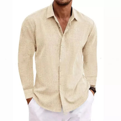 Loose Solid Color Casual Top for Plus Size Fashion – Men’s Long Sleeve T-Shirt