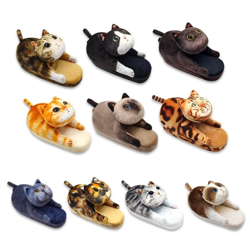Plush cozy women's cat-face plush slippers - cat-face design, plush upper, EVA sole, indoor wear for winter