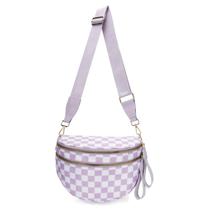 large capacity bum bag, adjustable crossbody mommy travel bag – Casual women's checkered fanny pack