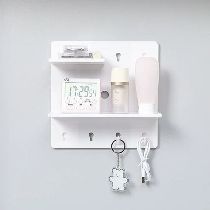 Punch-Free Wall Shelf Organizer with Household Organizers, No Drilling, Kitchen & Bedroom Pegboard Holder