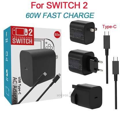 USB 60W C Fast Charger Cube With EU US UK Plugs For Switch2