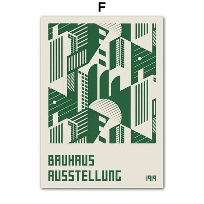 Bauhaus Green Minimalist Wall Art Canvas Print Water-Resistant