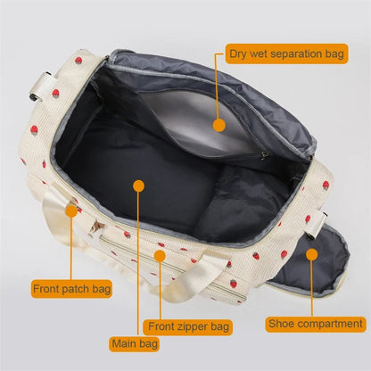 Travel Corduroy Tote Bag Large Capacity Carry On With Shoe Compartment Summer Travel 2026 Duffle