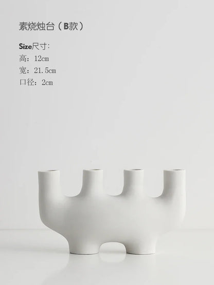 Ceramic Candle Holders Kit Of 3 White Scandinavian Minimalist Candle Stands Fall 2025 Contemporary Centerpiece Gift