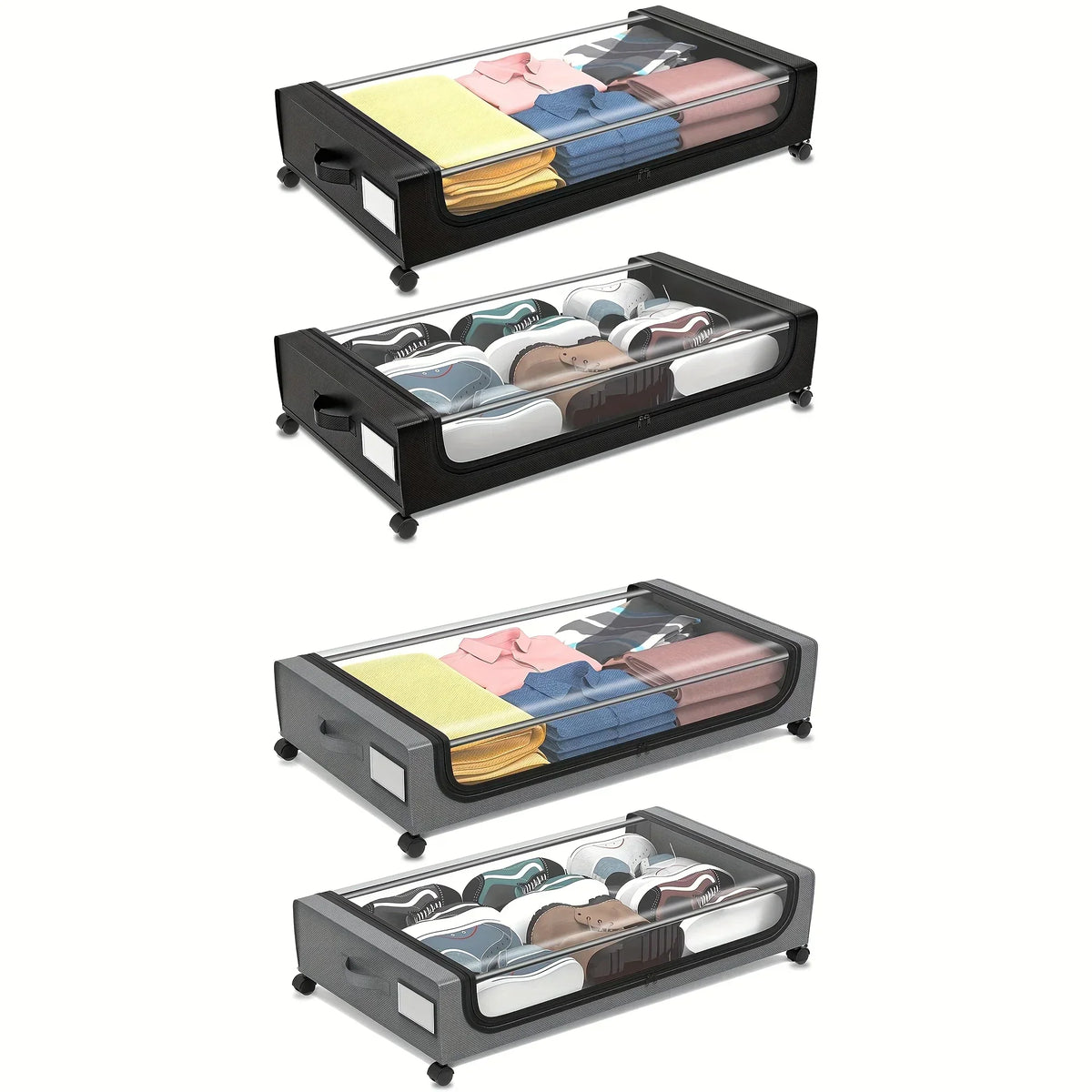 Storage Underbed Container With Wheels And Lid Pull Out Organizer Dorm Bedroom Back To School 2025 Space Saving