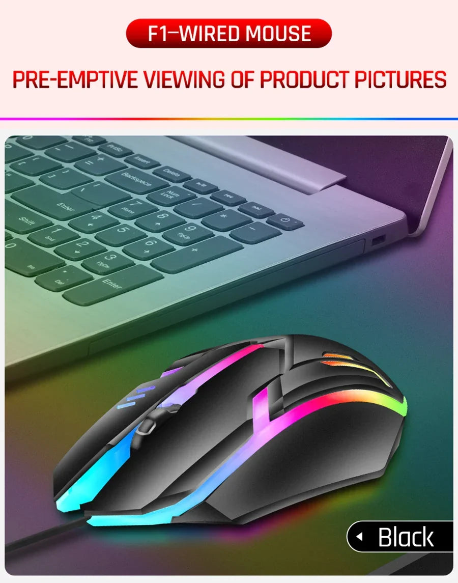 Wired RGB Gaming Mouse 3 Button USB Accurate Office