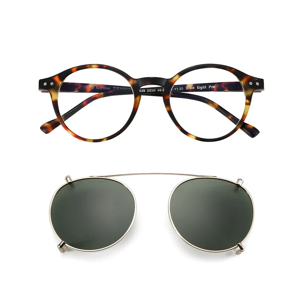 Clip2026 Edition On Sunglasses Retro Round Frames Anti Blue Light Polarizing Clip Ons Summer