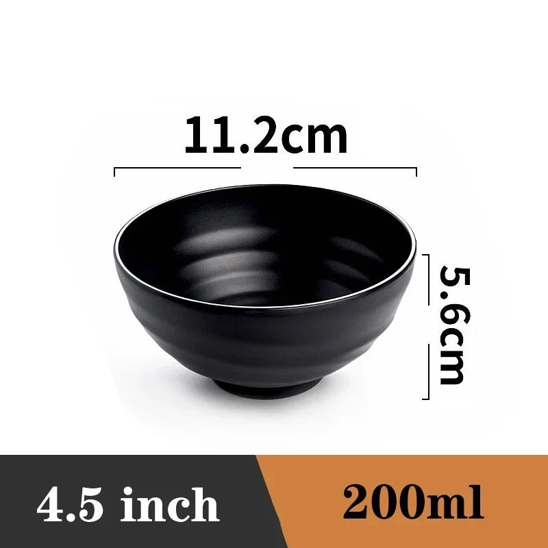 Bowl Ramen Black Plastic Japanese Style Noodle Bowl