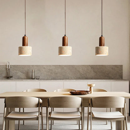 Japanese Japandi Pendant Light Wood And Travertine Bedside Lamp