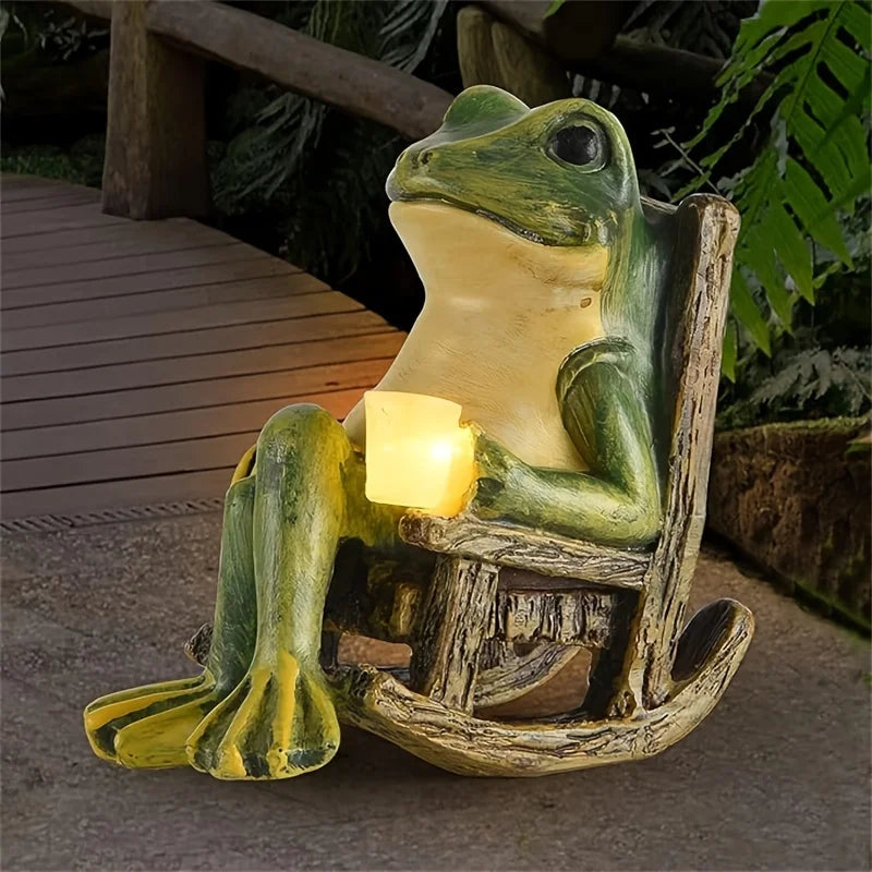 Indoor Outdoor Decorative Ornament Gift 2026 – Solar Powered Mini Frog Garden Statue with LED Light