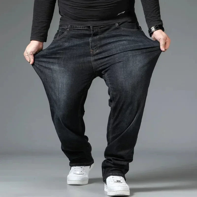 Relaxed Oversized Men's Jeans - High Waist, Stretch Denim