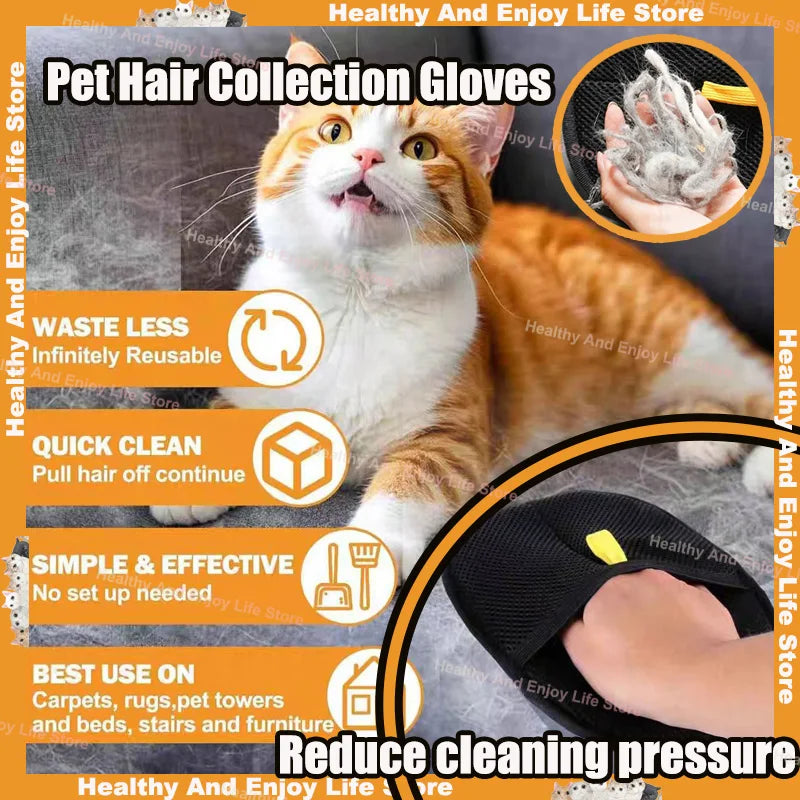 Removes Hair from Furniture and Coat, Cats and Dogs – Double-Sided Pet Grooming Glove