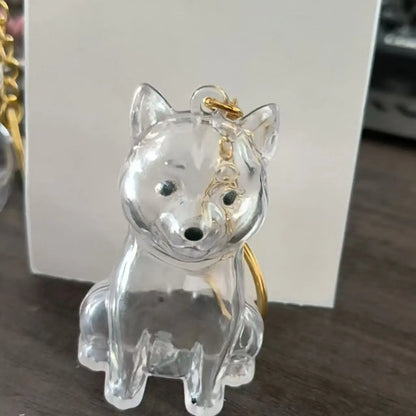 Hair Dog Keepsake Keychain Pendant Clear Resin Charm