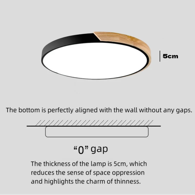 Japandi Led Ceiling Light Scandinavian Wood Contemporary Plush Glow Diffuser