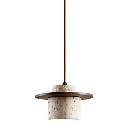 Japanese Japandi Pendant Light Wood And Travertine Bedside Lamp