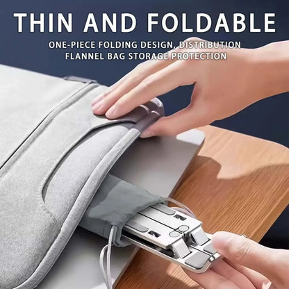 Travel-Friendly Flexible Aluminum Laptop Stand with Accessories - 6-Level Height, Anti-Slip Design, Enhanced Ventilation for 8-16" Laptops
