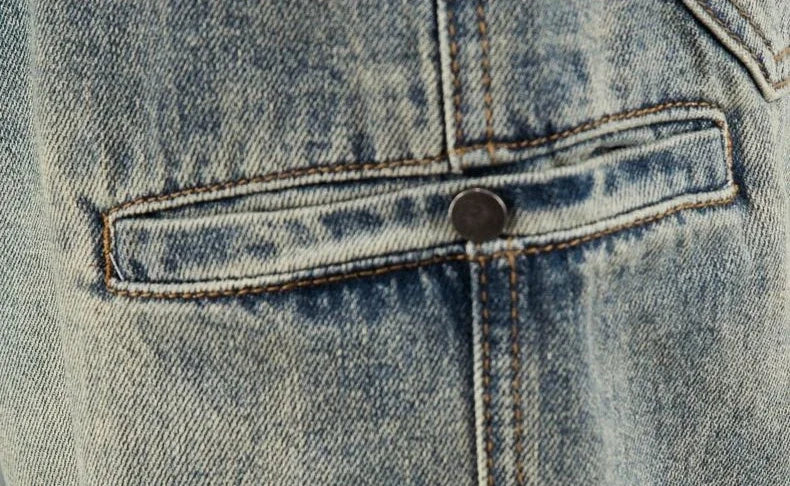 Men's Oversized Denim Jeans - Loose Straight Cut, Washed