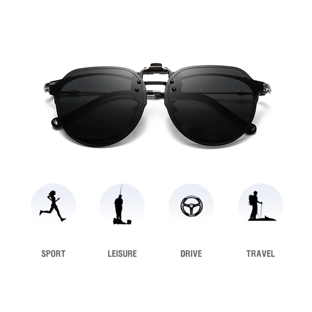 Clip-On2026 Edition Sunglasses Polarized UV400 Flip Up Clip Night Vision Clip Universal Goggles For Driving And Fishing Summer