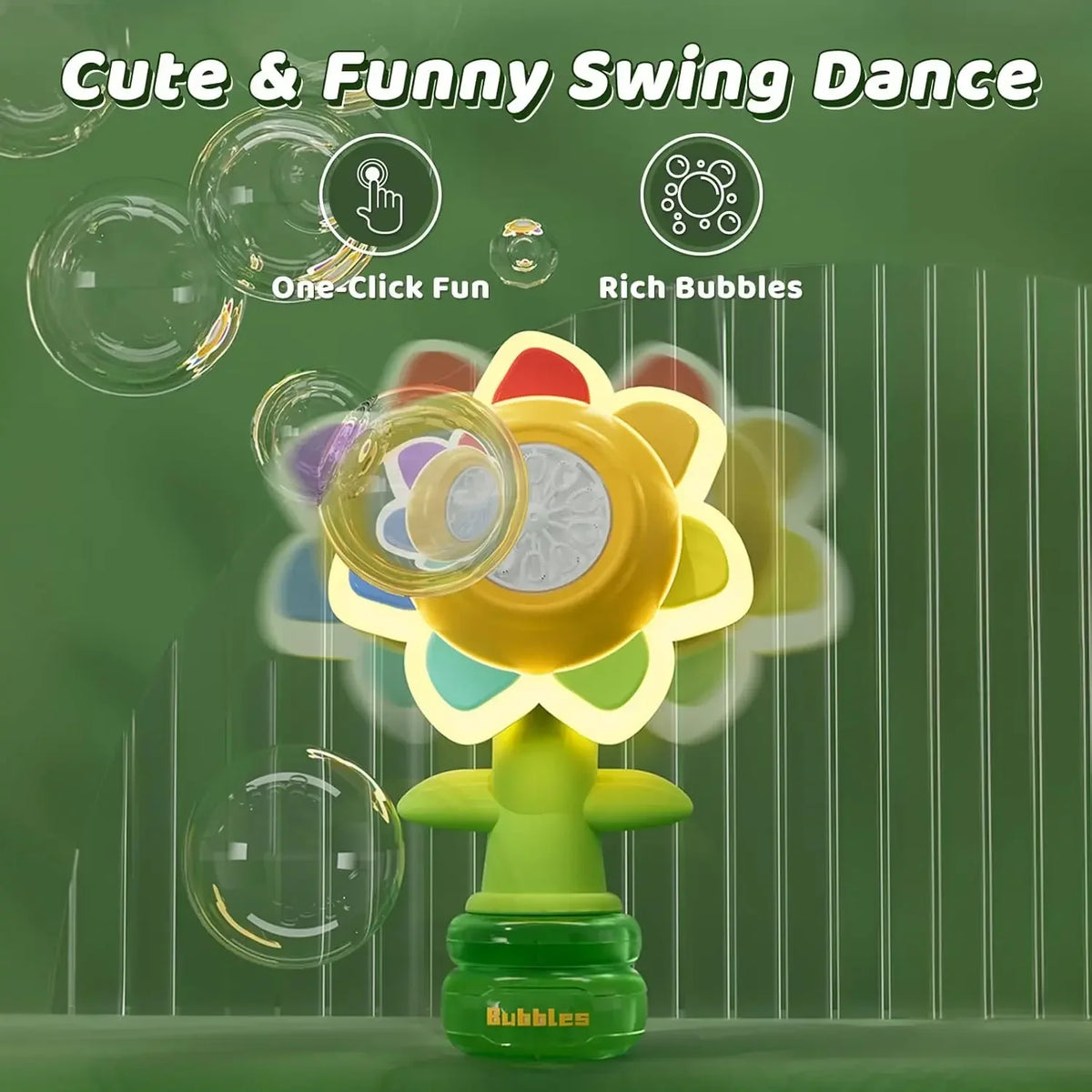 Bubble Machine for Kids Sunflower Design 3-Speed Travel-Friendly Bubble Blower Toy for Parties