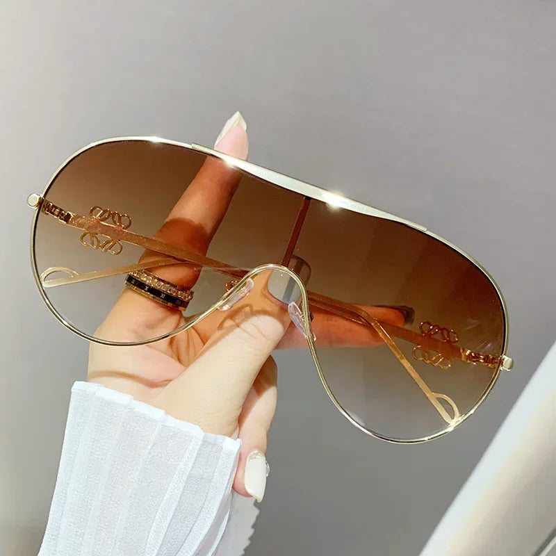 One-Piece Metal Sunglasses - Large-Frame Sports Goggles for Cycling, Men and Women