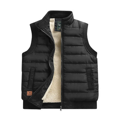 Men's Warm Puffer Vest - Quilted Slim, Lamb Velvet, Winter