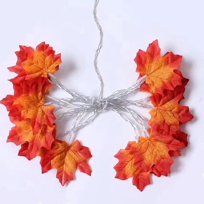 String LED Lights Maple Leaf Garland Halloween Fall 2025 Decor Warm Amber Glow Doorway Accent Lighting