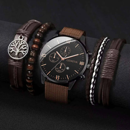 Quartz Watch And Bracelet Kit Nylon Band Casual Gift