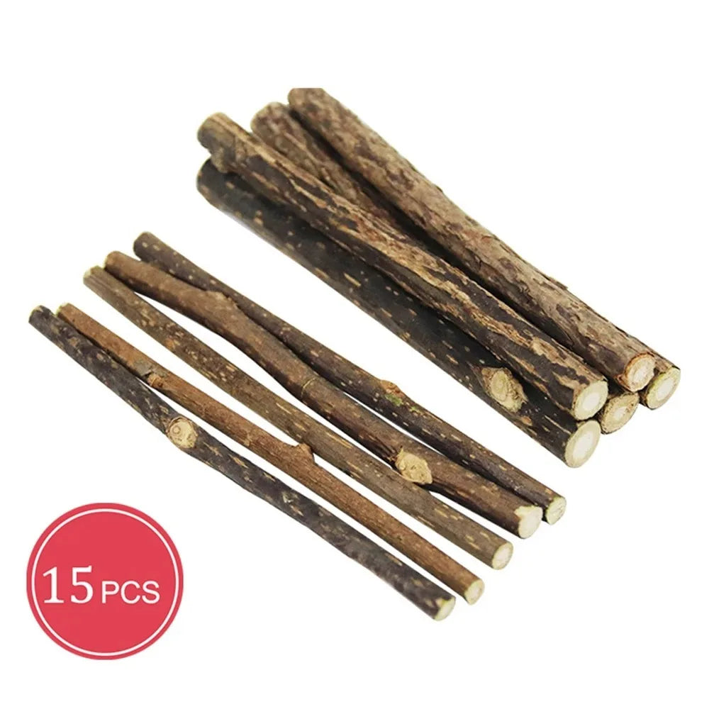 Organic Matatabi Cat Chew Sticks 15-Pack - Silvervine Catnip Dental Toy for Teeth Cleaning
