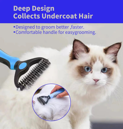 Pet Grooming Maintenance Deshedding Brush for Dogs & Cats - Fur Remover & Knot Cutter Comb